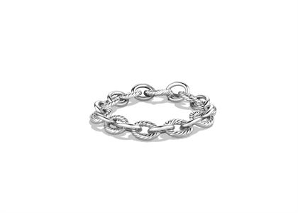 Rhodium Plated Link Chain Twisted Bracelet
